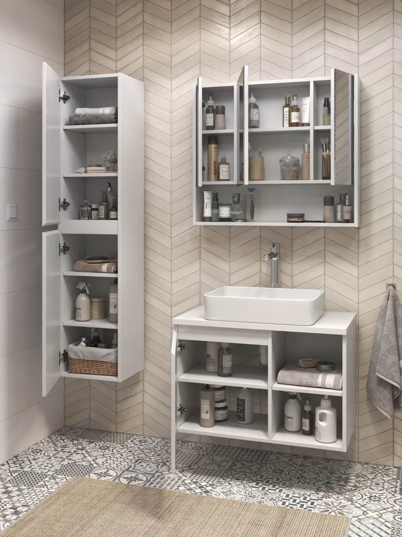 Тумба под раковину Modul 800-1-0 со столешницей навесная белый-4