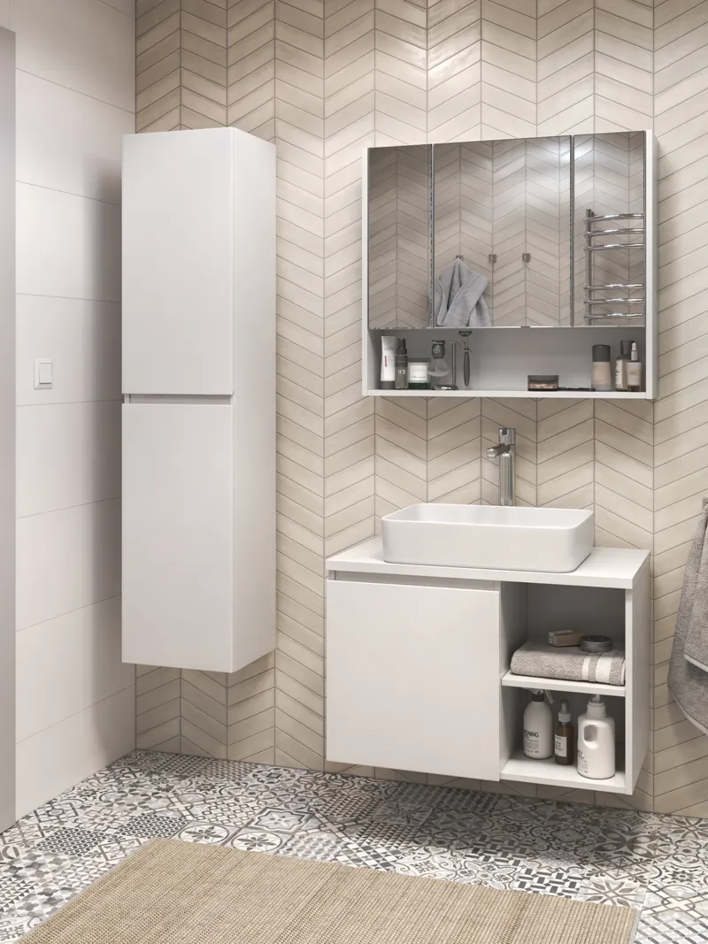 Тумба под раковину Modul 800-1-0 со столешницей навесная белый-3