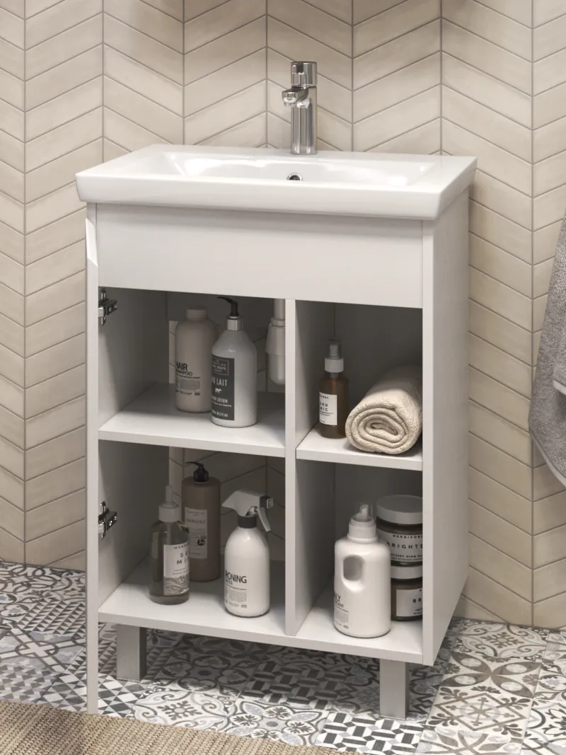 Тумба под раковину Modul 600-1-0 (Como) белый-1