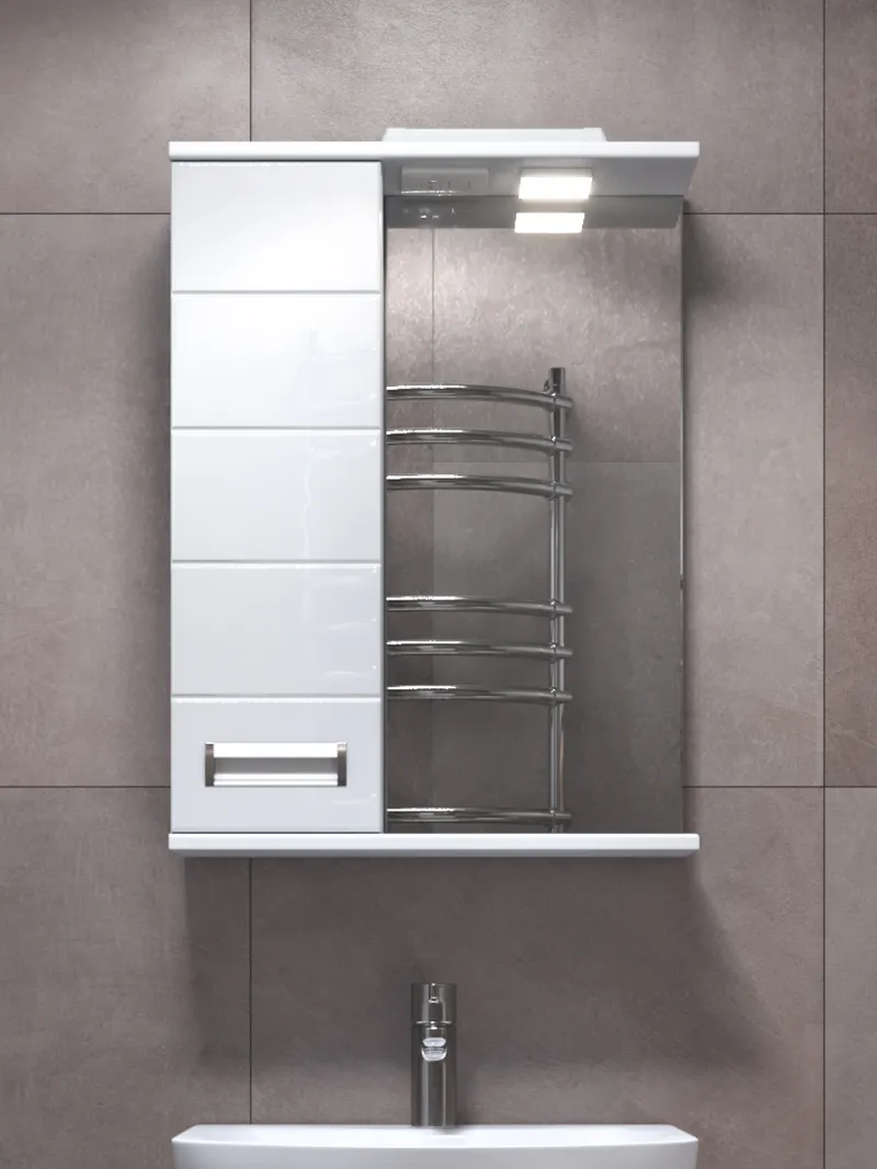 Шкаф навесной с зеркалом Bianca 500 (левый) со спотом-0