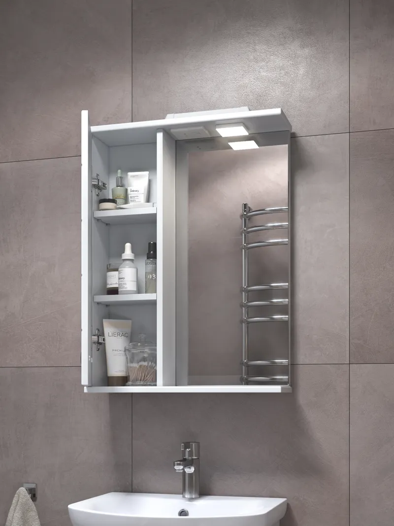 Шкаф навесной с зеркалом Bianca 500 (левый) со спотом-3