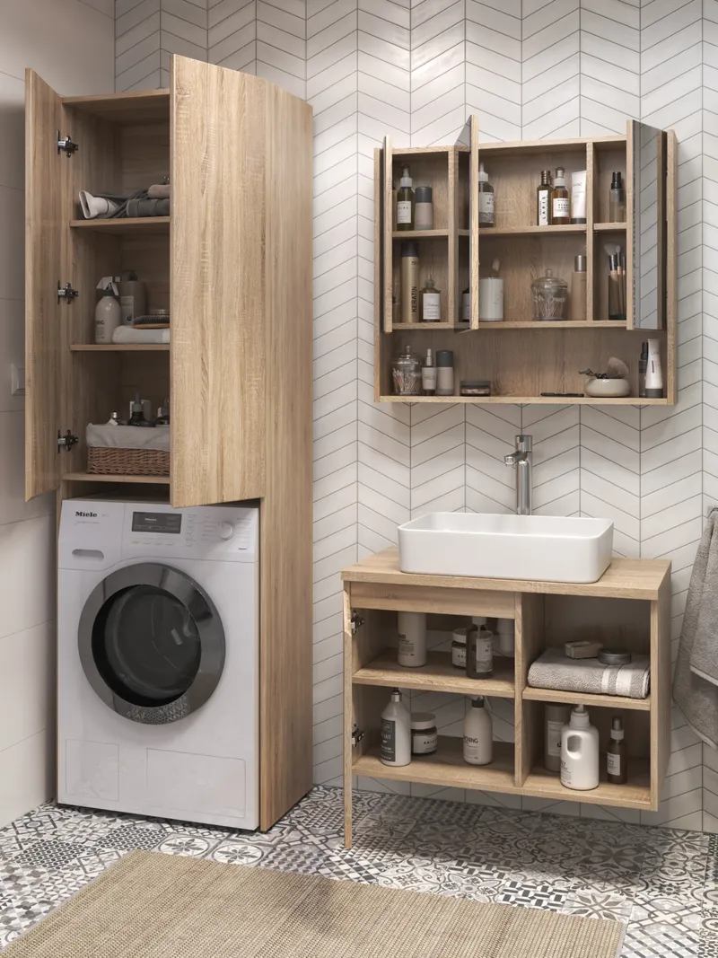 Тумба под раковину Modul 800-1-0 со столешницей навесная дуб сонома-4