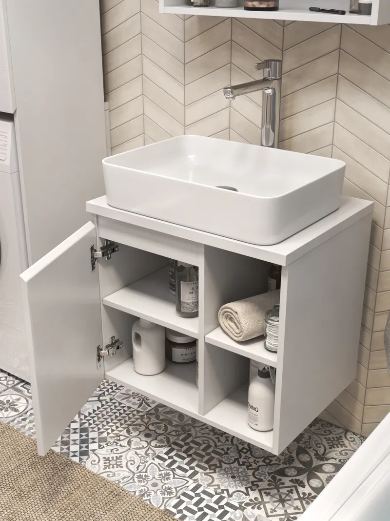 Тумба под раковину Modul 700-1-0 со столешницей навесная белый-2