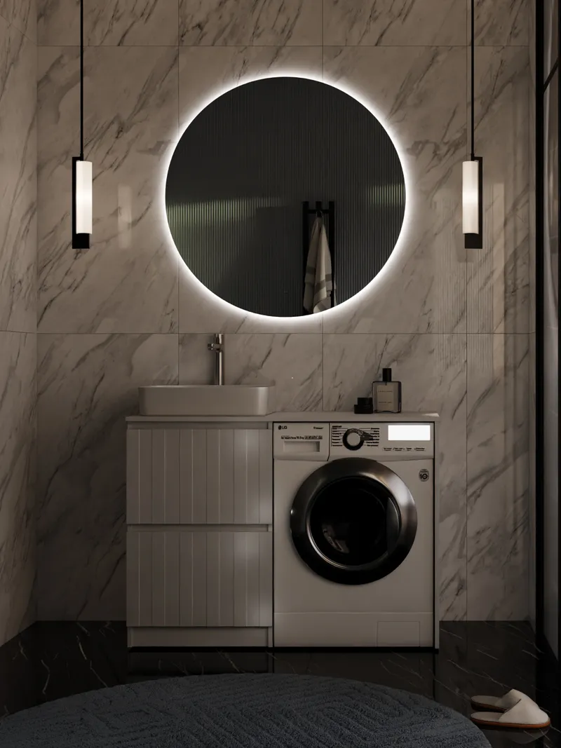 Тумба под раковину Ellio 1200-0-2 со столешницей под стиральную машину-5