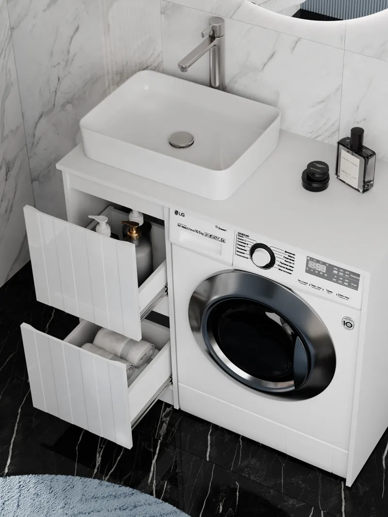 Тумба под раковину Ellio 1000-0-2 со столешницей под стиральную машину-1