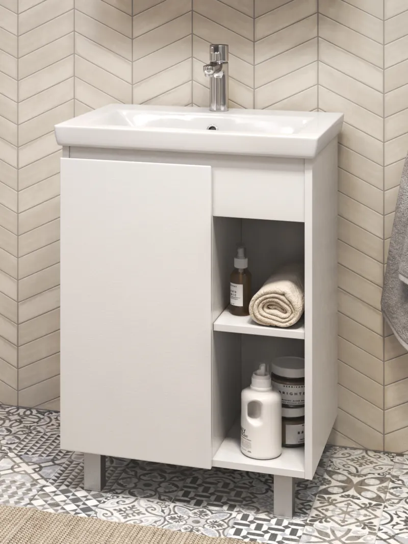 Тумба под раковину Modul 600-1-0 (Como) белый-0