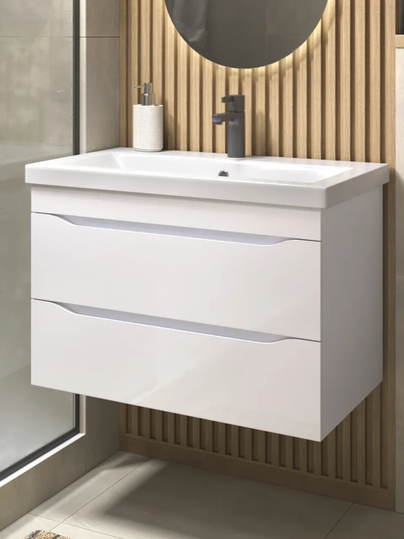 Тумба под раковину навесная Siesta 800-0-2 (Como) белый глянец-2