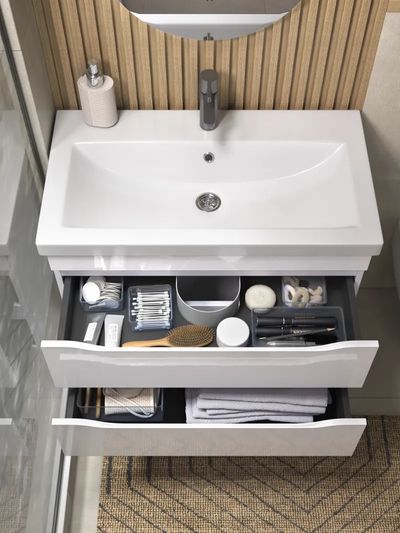 Тумба под раковину навесная Siesta 800-0-2 (Como) белый глянец-4