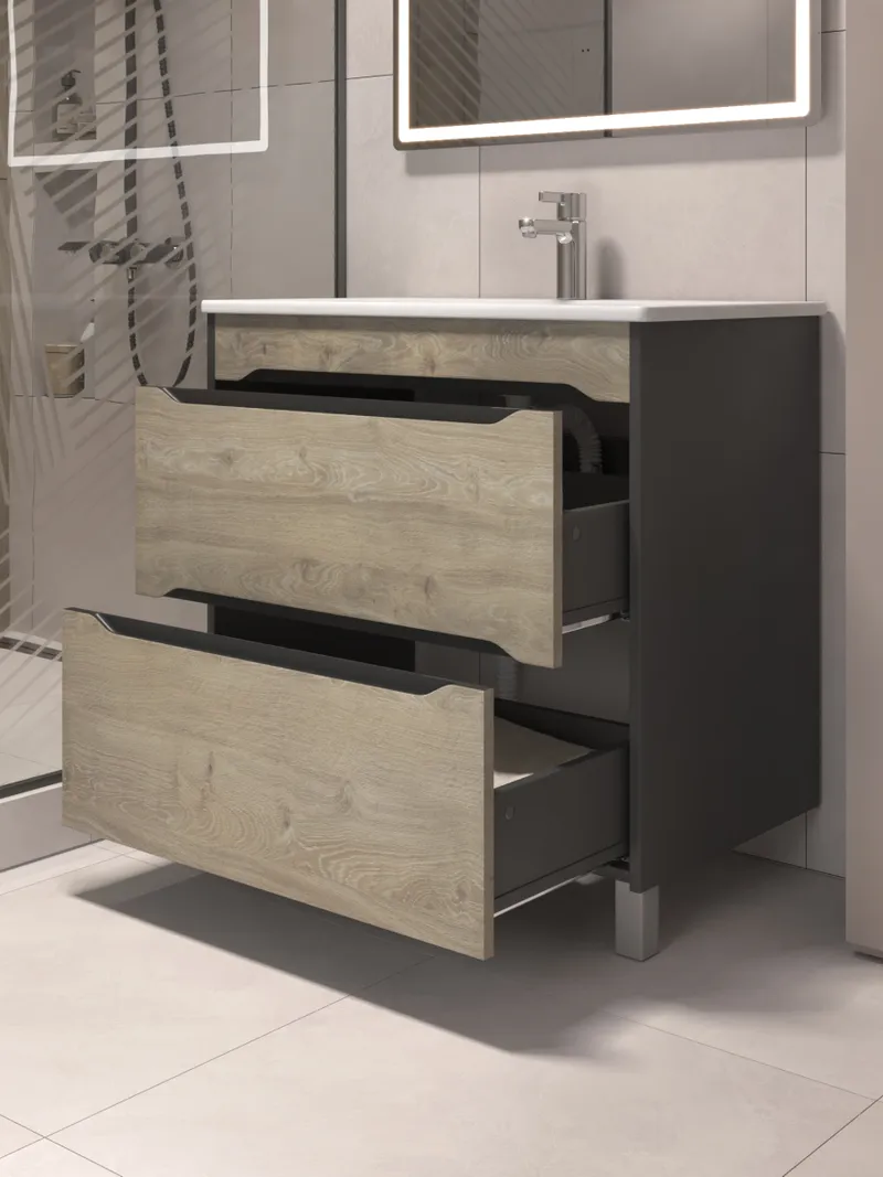 Тумба под раковину Contour 800-0-2 (Breeze Sanita Luxe) дуб давос-3