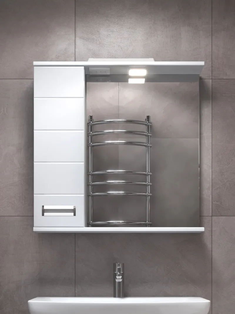 Шкаф навесной с зеркалом Bianca 700 (левый) со спотом-0