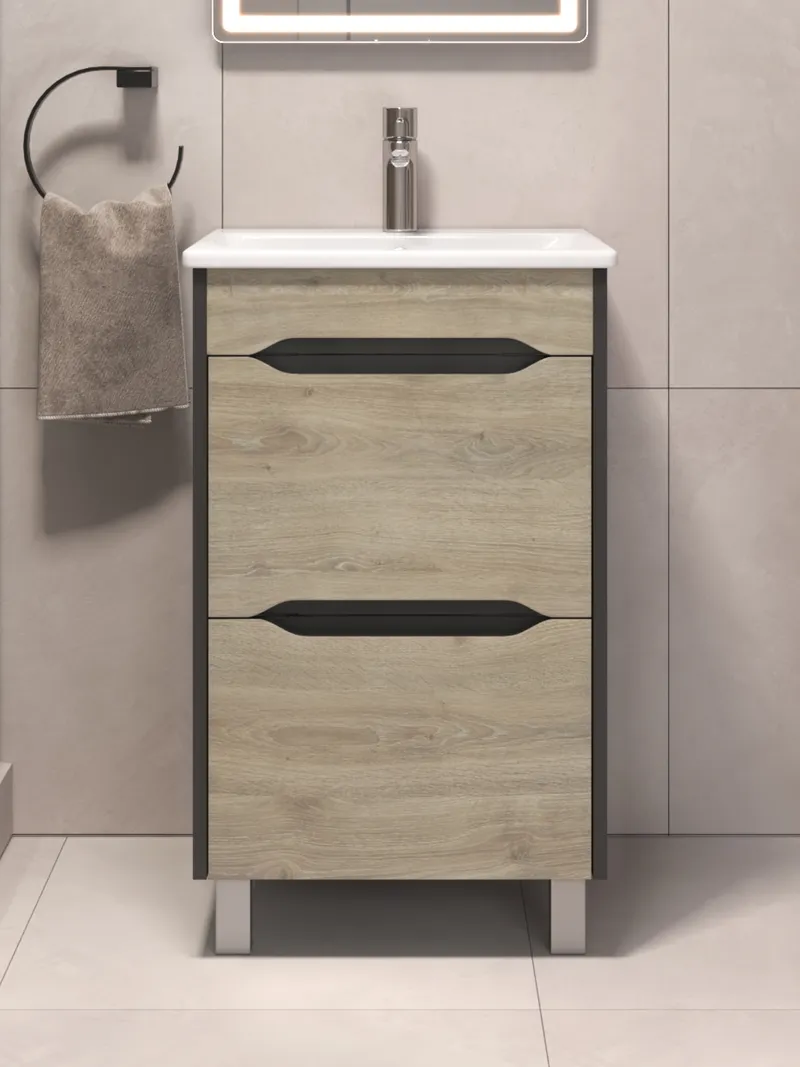 Тумба под раковину Contour 500-0-2 (Breeze Sanita Luxe) дуб давос-1