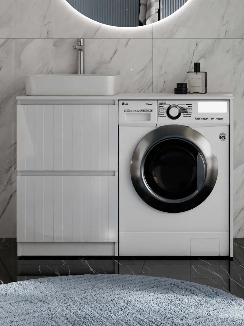 Тумба под раковину Ellio 1200-0-2 со столешницей под стиральную машину-0