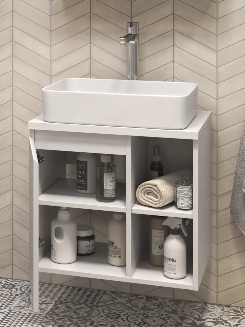 Тумба под раковину Modul 600-1-0 со столешницей навесная белый-1