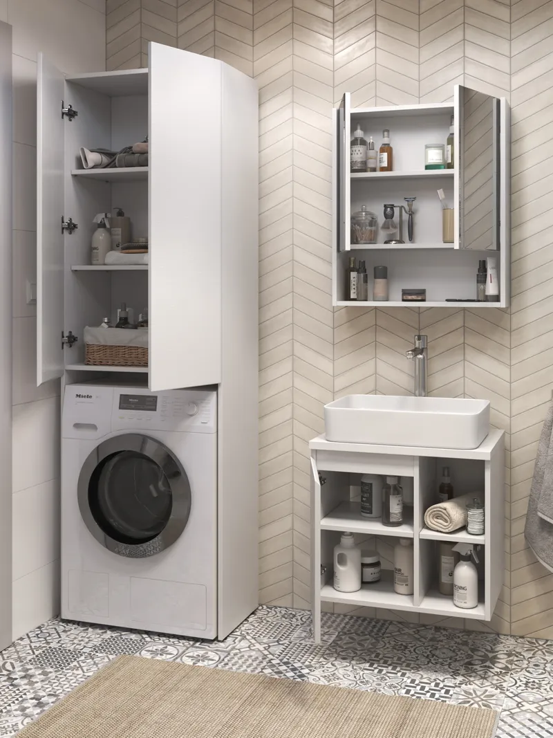 Тумба под раковину Modul 600-1-0 со столешницей навесная белый-4