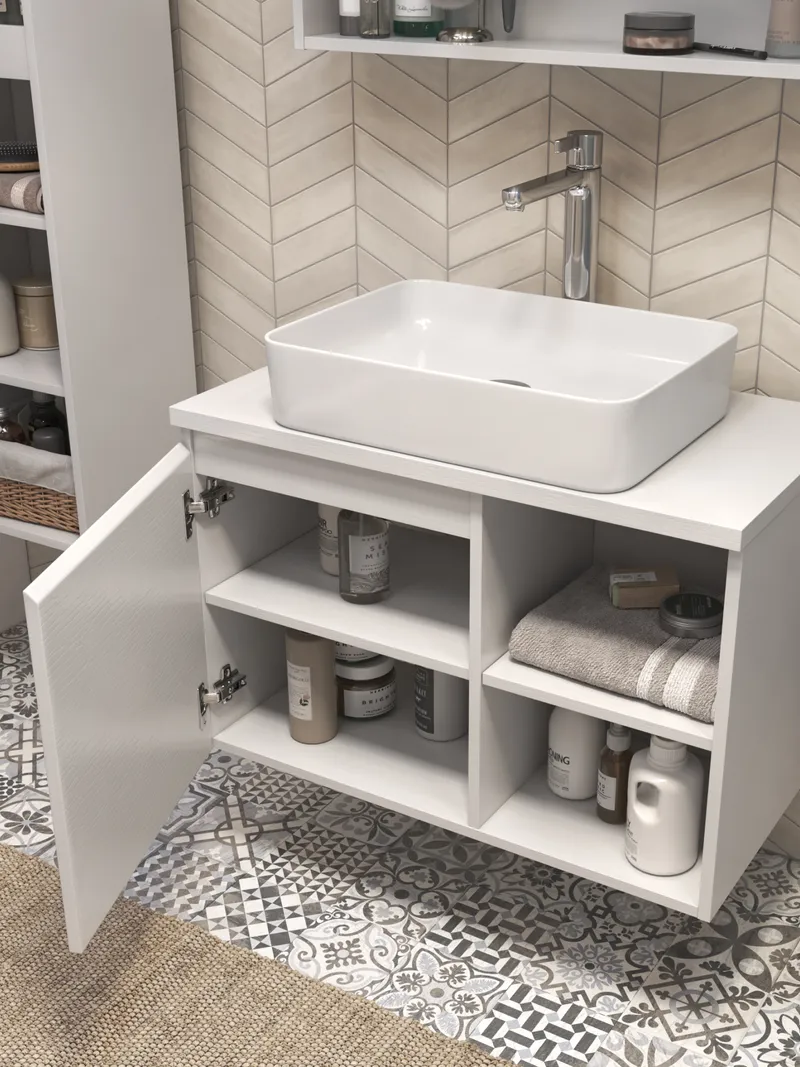 Тумба под раковину Modul 800-1-0 со столешницей навесная белый-2