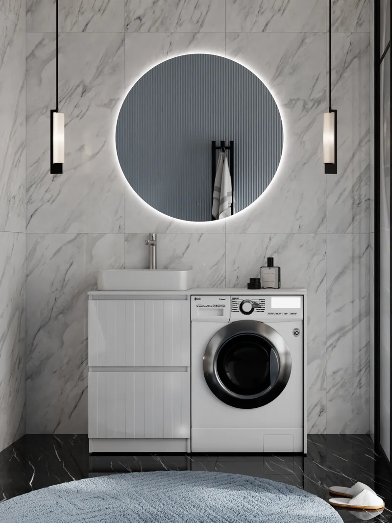 Тумба под раковину Ellio 1200-0-2 со столешницей под стиральную машину-6