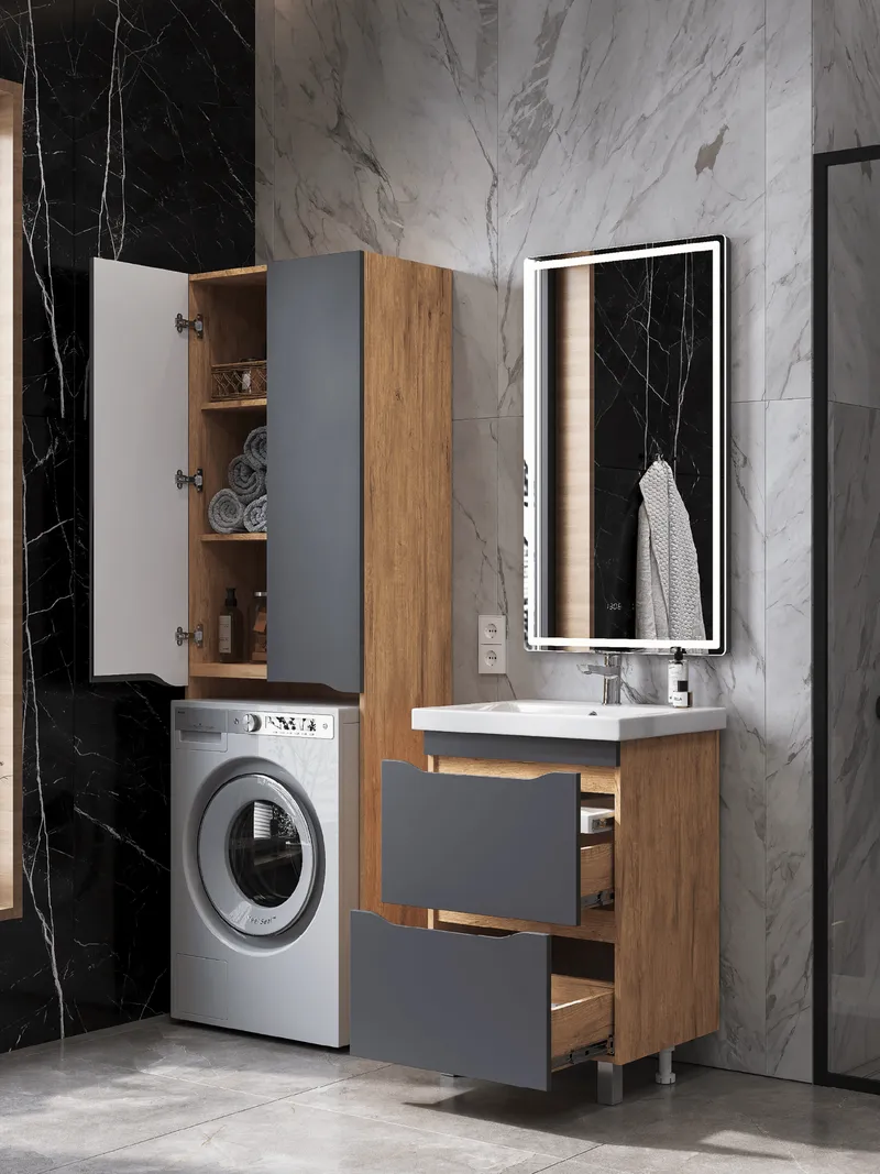 Шкаф комбинированный Celine 640 под стиральную машину дуб золотой-1