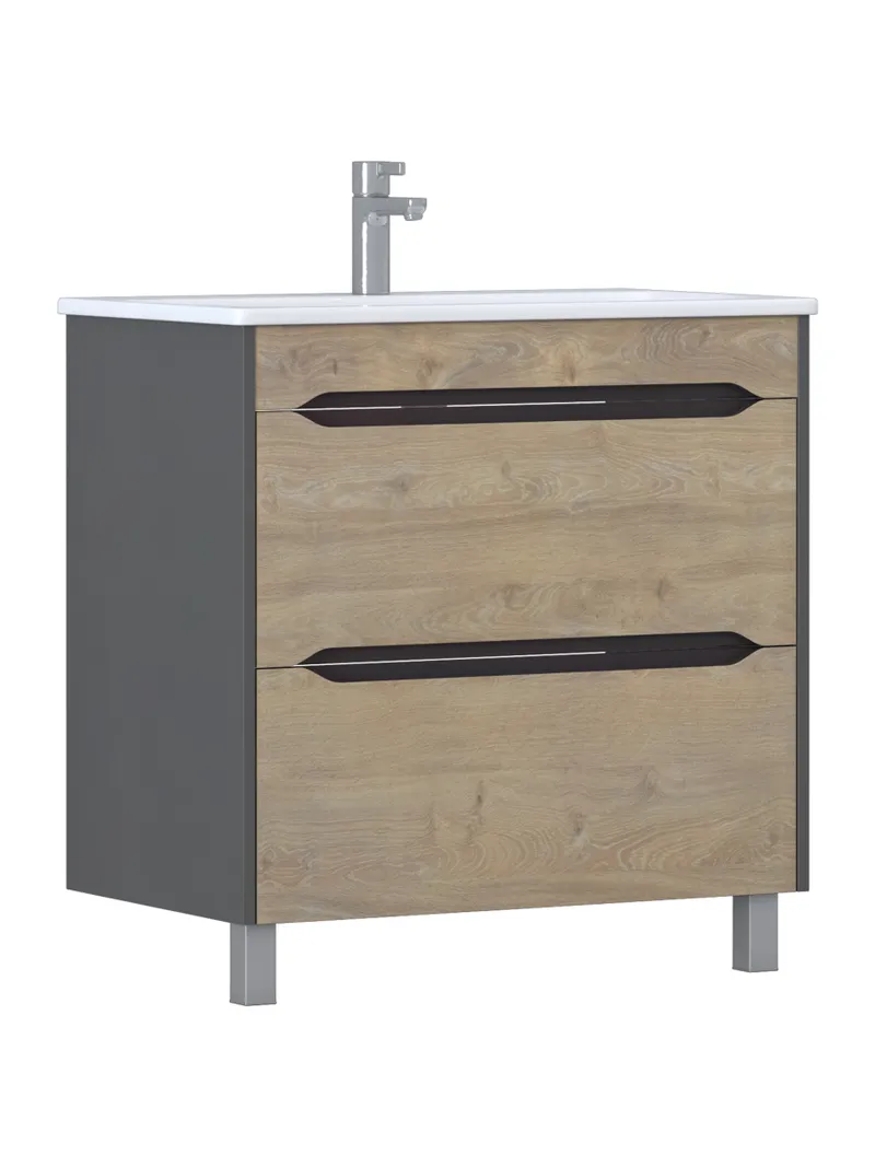 Тумба под раковину Contour 800-0-2 (Breeze Sanita Luxe) дуб давос-0