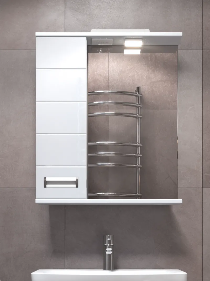 Шкаф навесной с зеркалом Bianca 600 (левый) со спотом-0