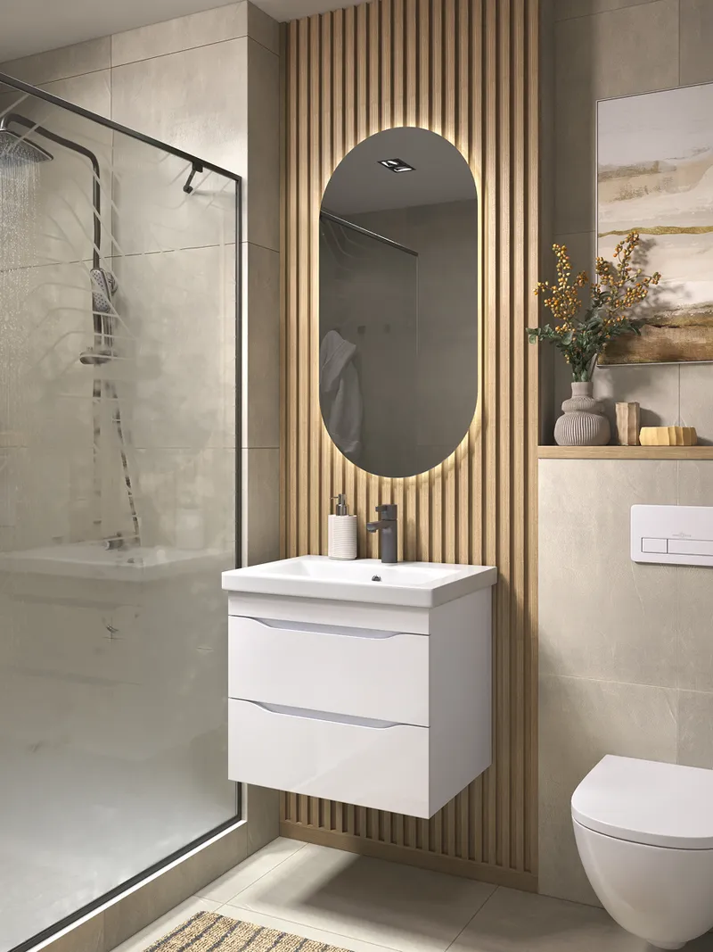 Тумба под раковину навесная Siesta 600-0-2 (Como) белый глянец-6