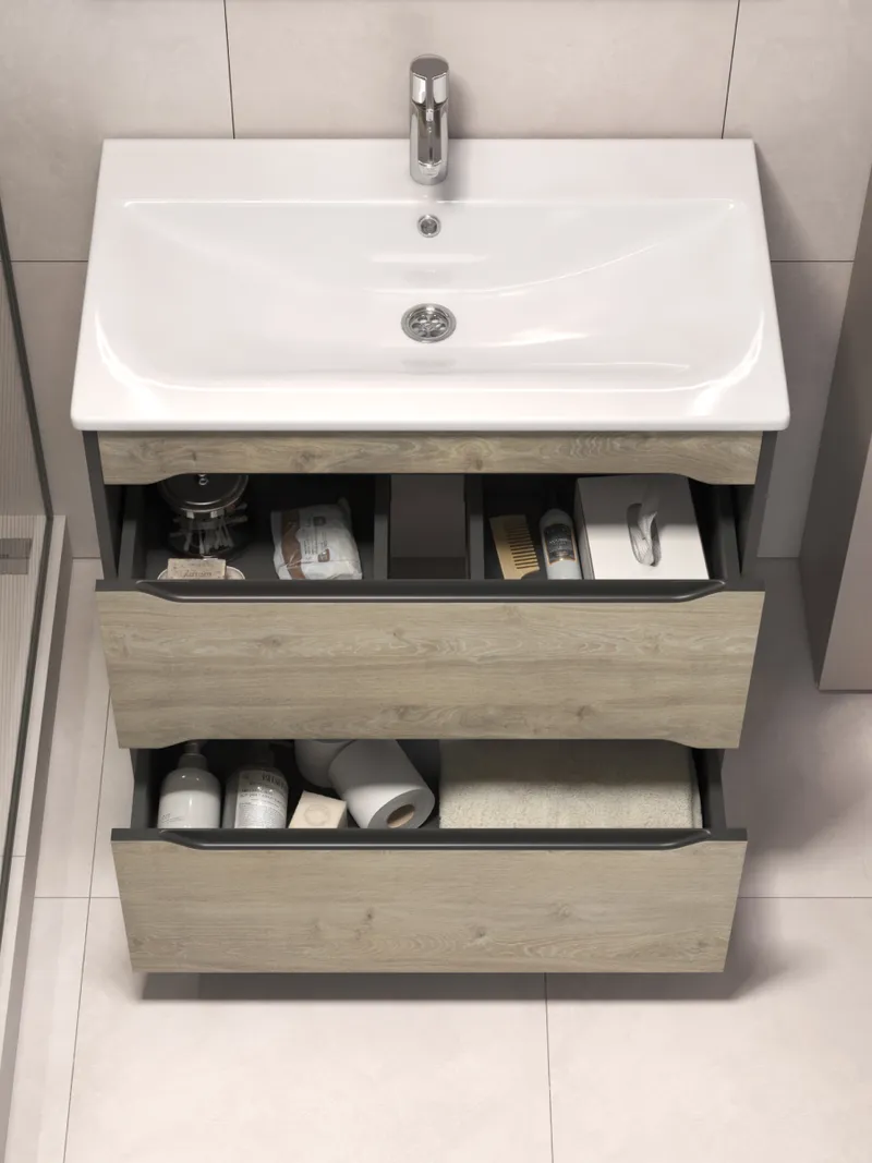 Тумба под раковину Contour 800-0-2 (Breeze Sanita Luxe) дуб давос-4