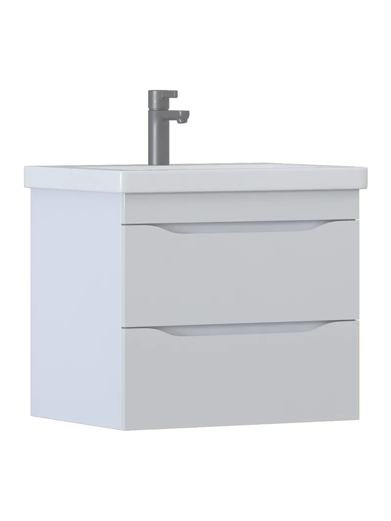 Тумба под раковину навесная Siesta 600-0-2 (Como) белый глянец-0