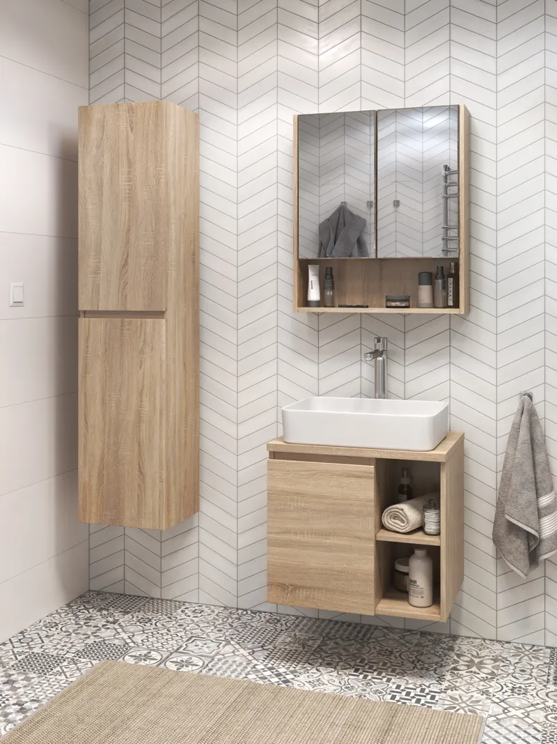 Тумба под раковину Modul 700-1-0 со столешницей навесная дуб сонома-3