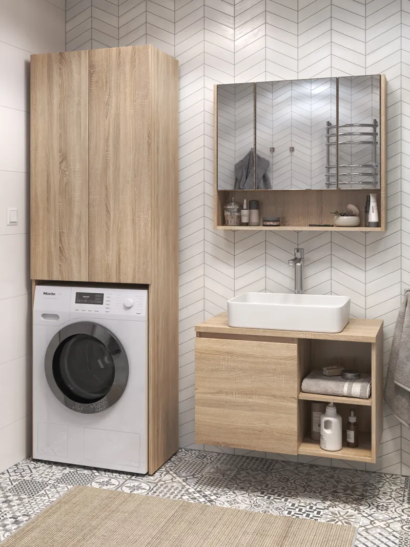 Тумба под раковину Modul 800-1-0 со столешницей навесная дуб сонома-3