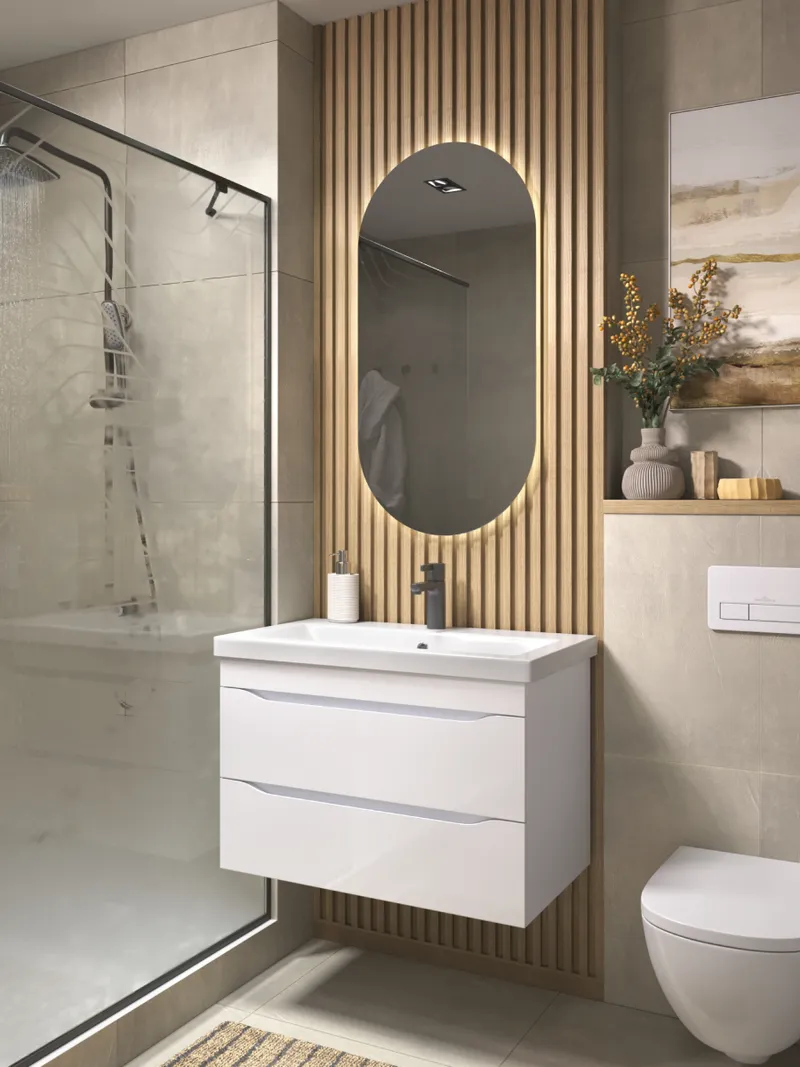 Тумба под раковину навесная Siesta 800-0-2 (Como) белый глянец-6