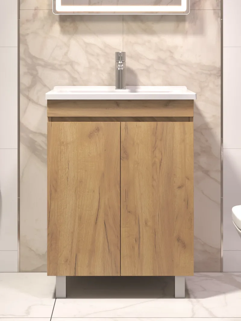 Тумба под раковину Modul 600-2-0 (Азимут) дуб золотой-0