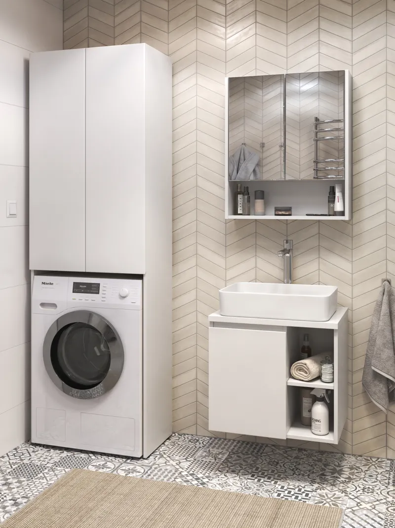 Тумба под раковину Modul 600-1-0 со столешницей навесная белый-3