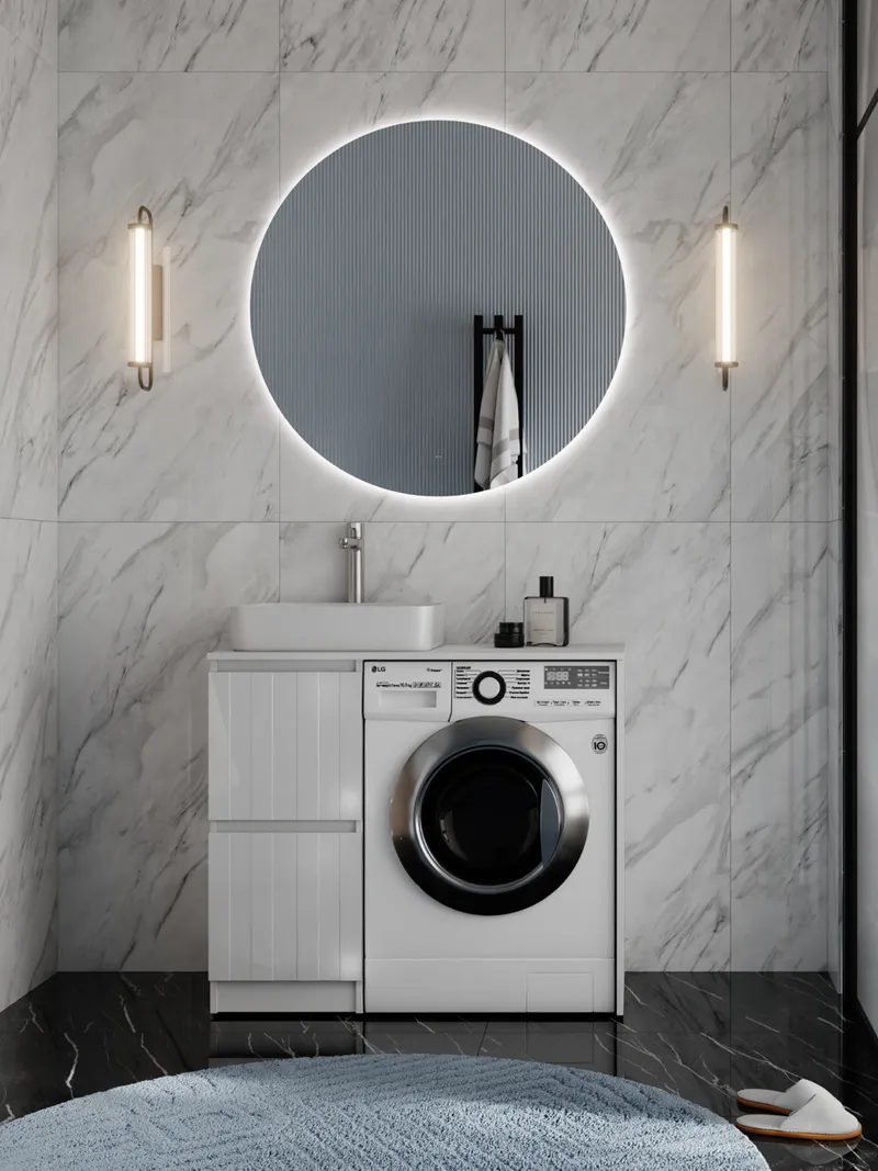 Тумба под раковину Ellio 1000-0-2 со столешницей под стиральную машину-5