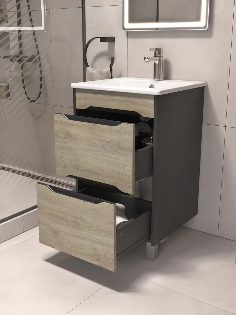 Тумба под раковину Contour 500-0-2 (Breeze Sanita Luxe) дуб давос-2