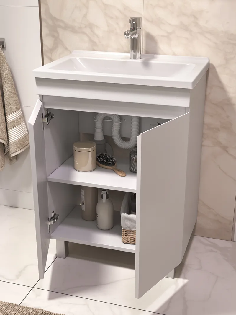 Тумба под раковину Modul 600-2-0 (Азимут) белый-1