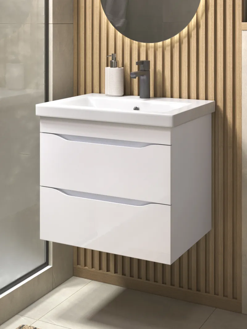 Тумба под раковину навесная Siesta 600-0-2 (Como) белый глянец-2