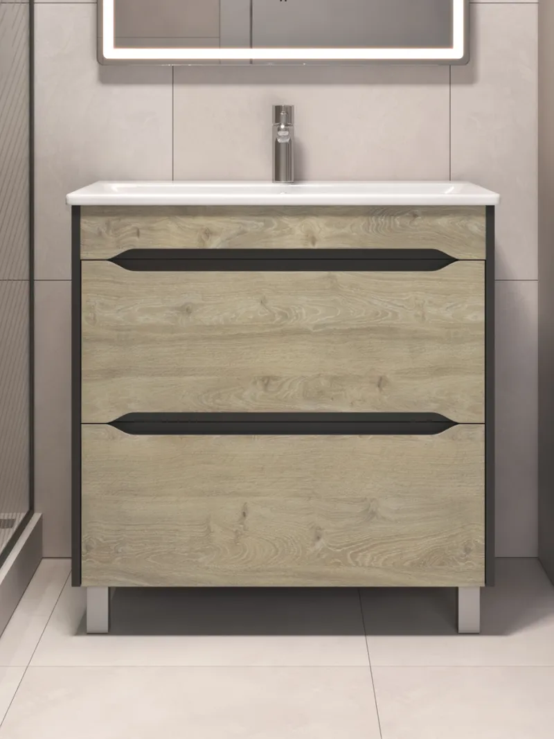 Тумба под раковину Contour 800-0-2 (Breeze Sanita Luxe) дуб давос-2