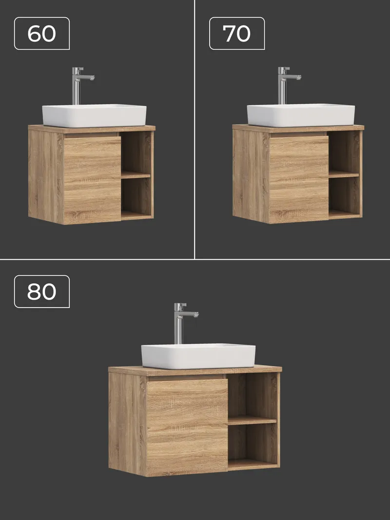 Тумба под раковину Modul 600-1-0 со столешницей навесная дуб сонома-7
