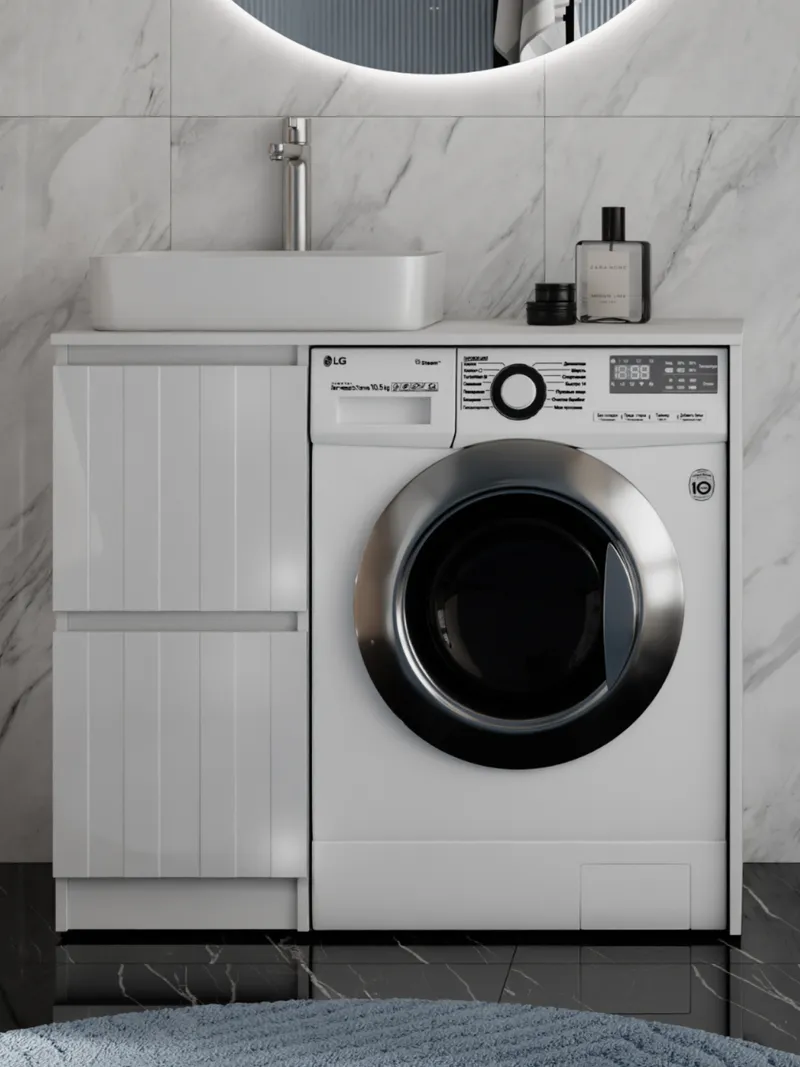 Тумба под раковину Ellio 1000-0-2 со столешницей под стиральную машину-0