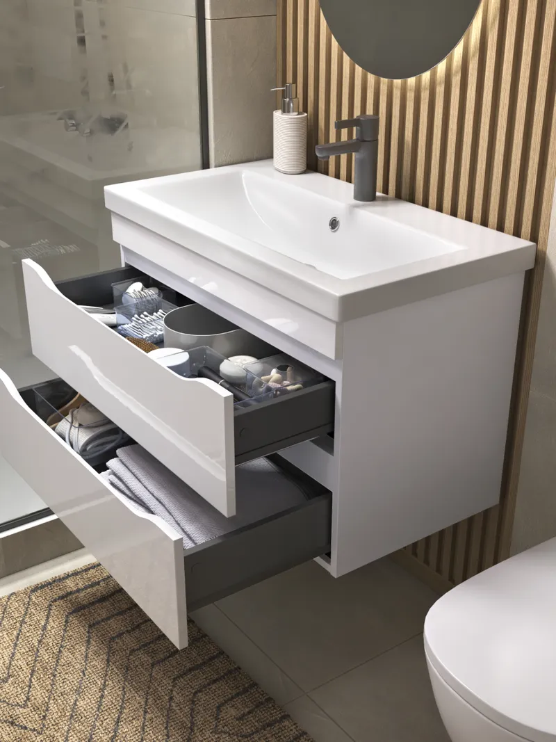 Тумба под раковину навесная Siesta 800-0-2 (Como) белый глянец-3