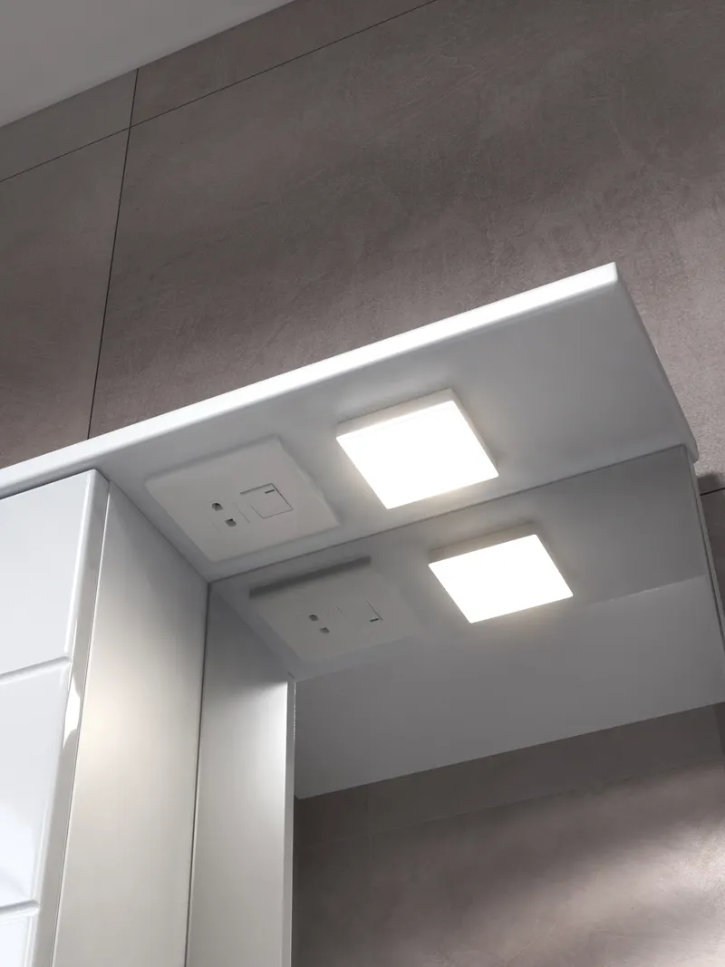 Шкаф навесной с зеркалом Bianca 500 (левый) со спотом-1