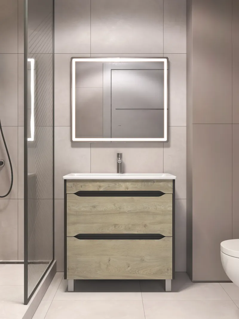 Тумба под раковину Contour 800-0-2 (Breeze Sanita Luxe) дуб давос-6