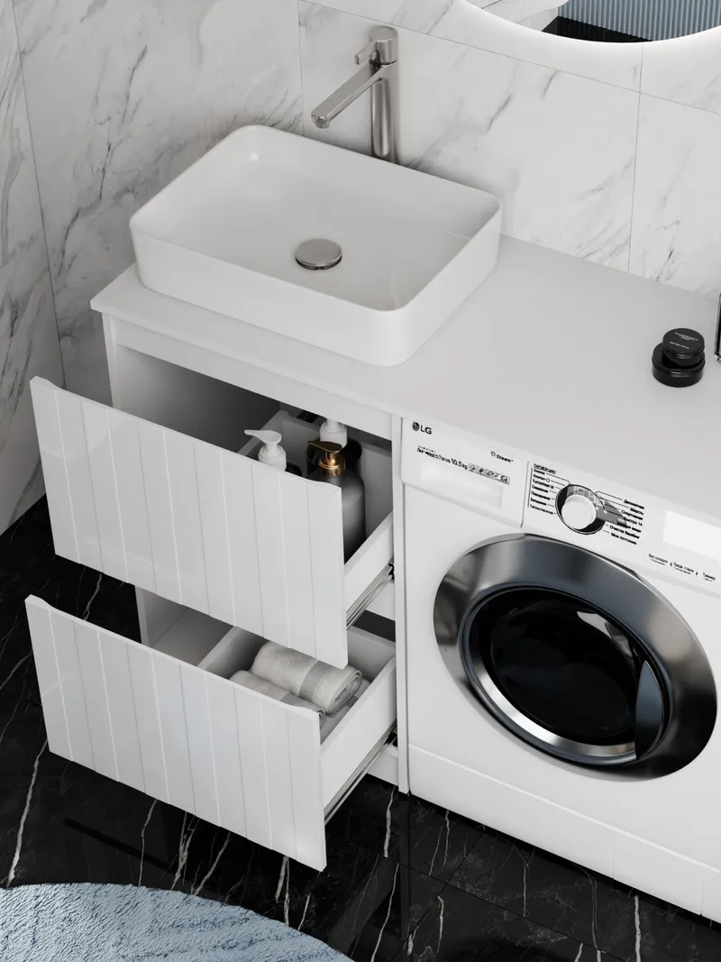 Тумба под раковину Ellio 1200-0-2 со столешницей под стиральную машину-1